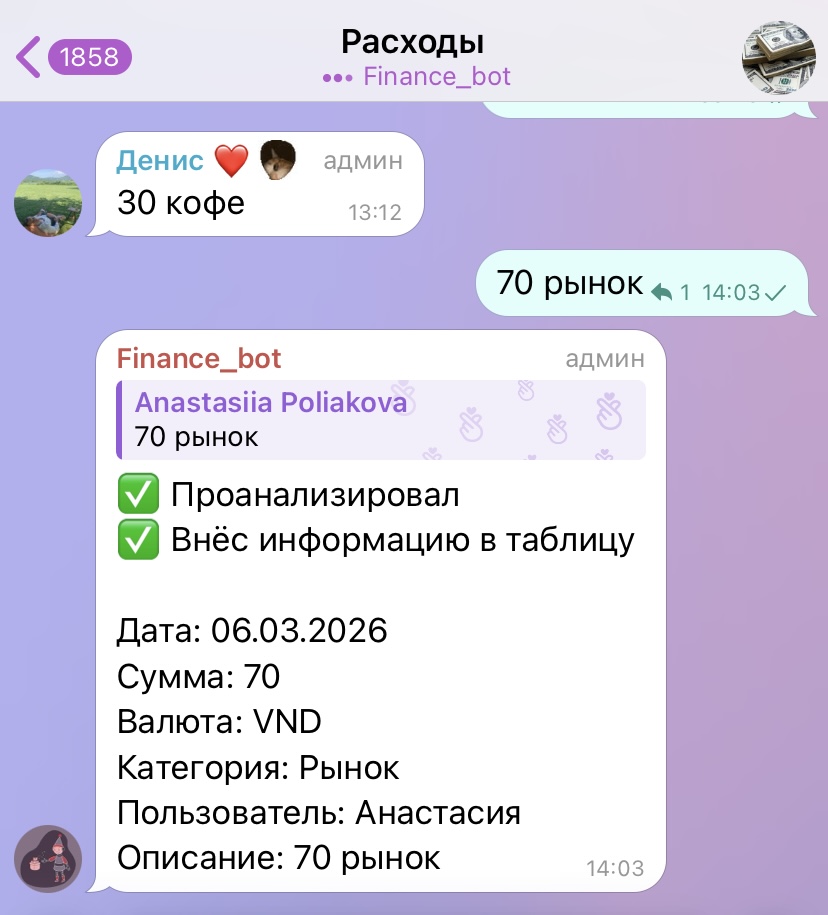 Диалог с ботом в Telegram